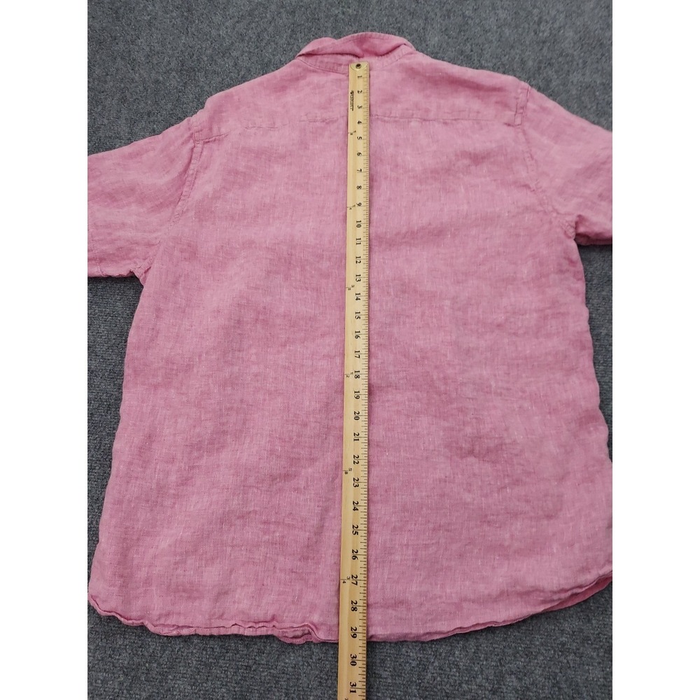 BANANA REPUBLIC Linen Shirt Mens XL Pink Short Sleeve Camden Standard Fit Beach - Picture 5 of 9